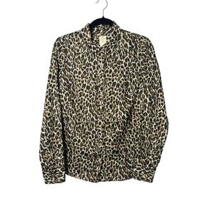 J.Crew Button Down Shirt 6 Brown Leopard Print Perfect‎ Shirt Preppy Classic